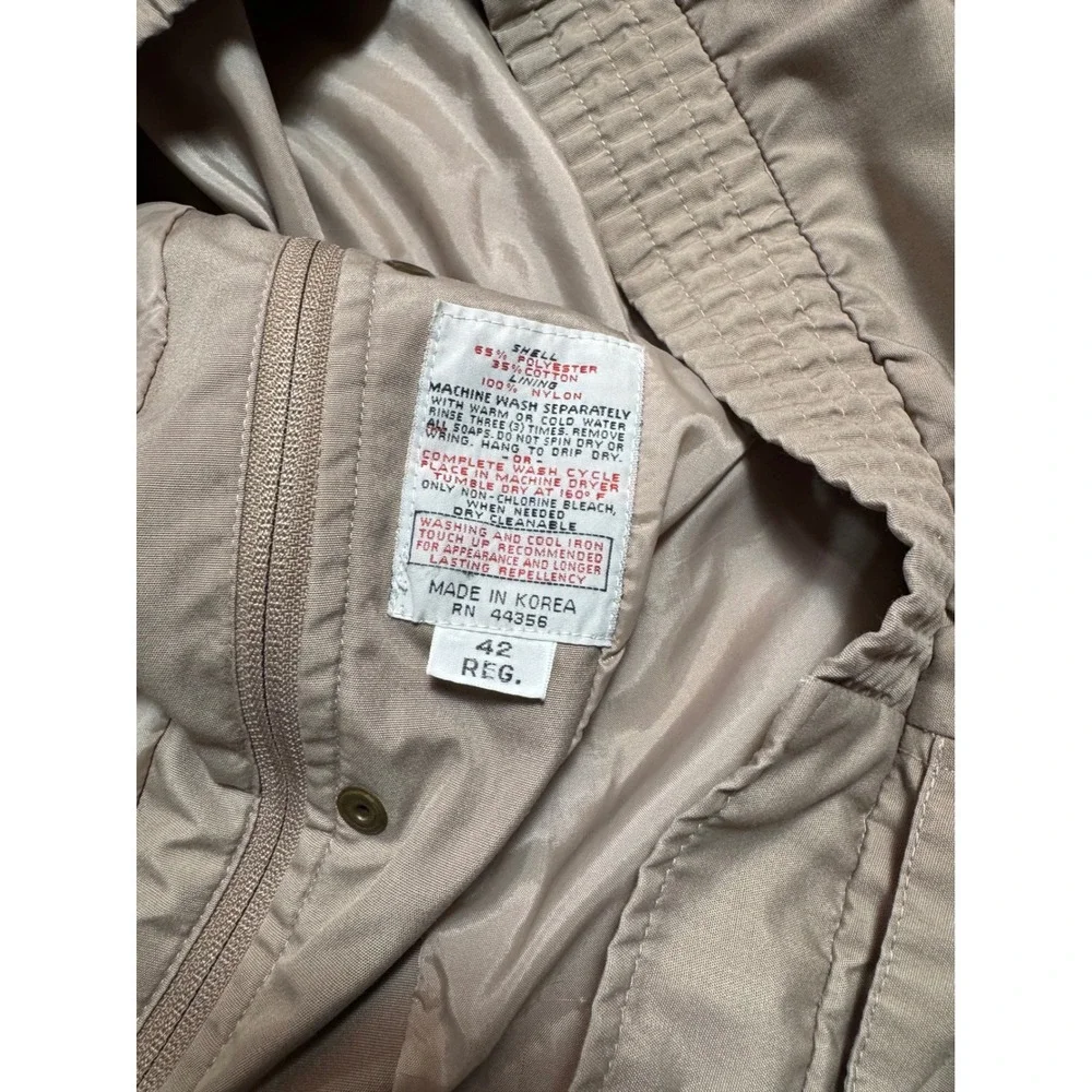 London Fog London Towne Vintage Tan Zip Up Jacket Hooded Mens 42 Regular Khaki